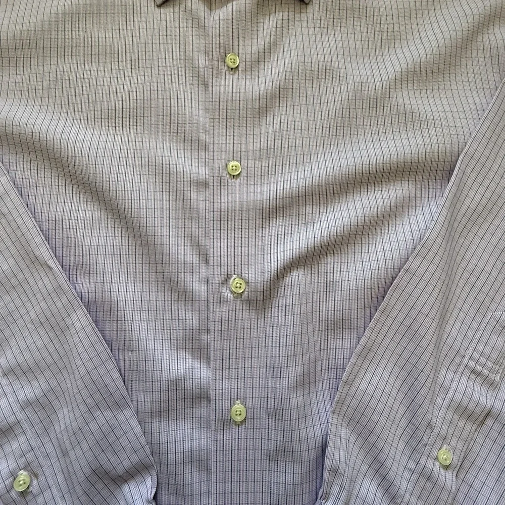 Brooks Brothers Men's Regular Fit Non-Iron Button-Up Shirt 17-4/5 Lavender Plaid